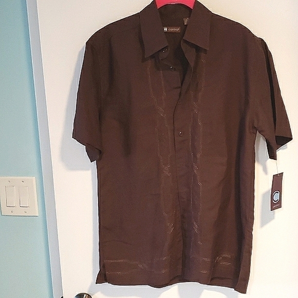 Centro  Short Sleeve Shirt with Embroidery - Picture 1 of 8